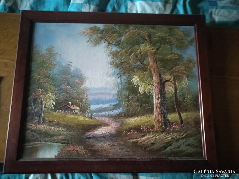 Forest detail oil painting, framed, negotiable