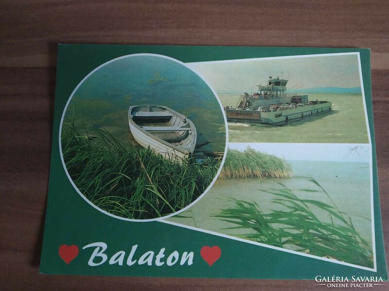 Balaton, mosaic postcard, ship, 1991