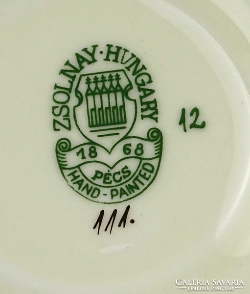 1N766 Vajszínű pillangós Zsolnay porcelán kávéscsésze pár készletpótlásnak
