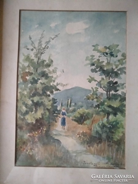 Watercolour, life portrait, Lászlón from Bodnár, signed, framed, negotiable