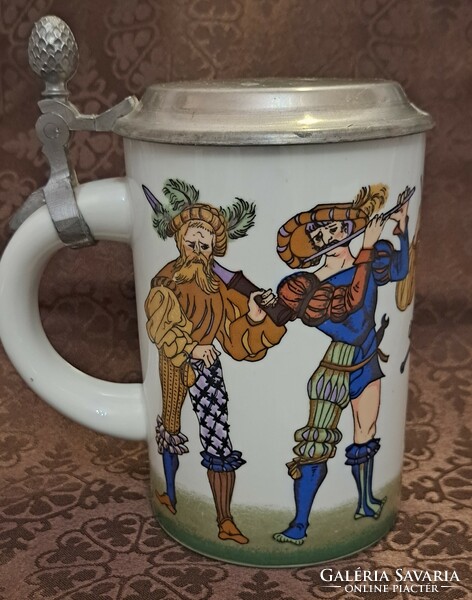 Beer mug with tin lid, military ceramic mug (m4057)