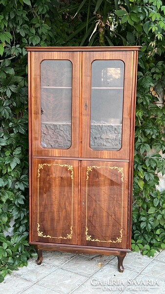 Antique-style marquetry corner cabinet