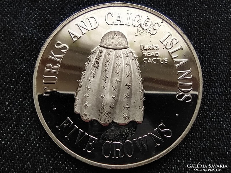 Turks and Caicos Islands ii. Elizabeth (1952-) .500 Silver 5 Crowns 1977 pp (id61650)