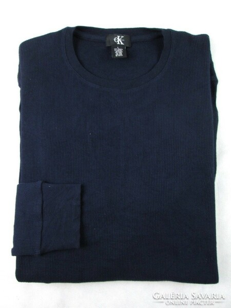 Original calvin klein (l / xl) elegant long sleeve night navy blue men's sweater