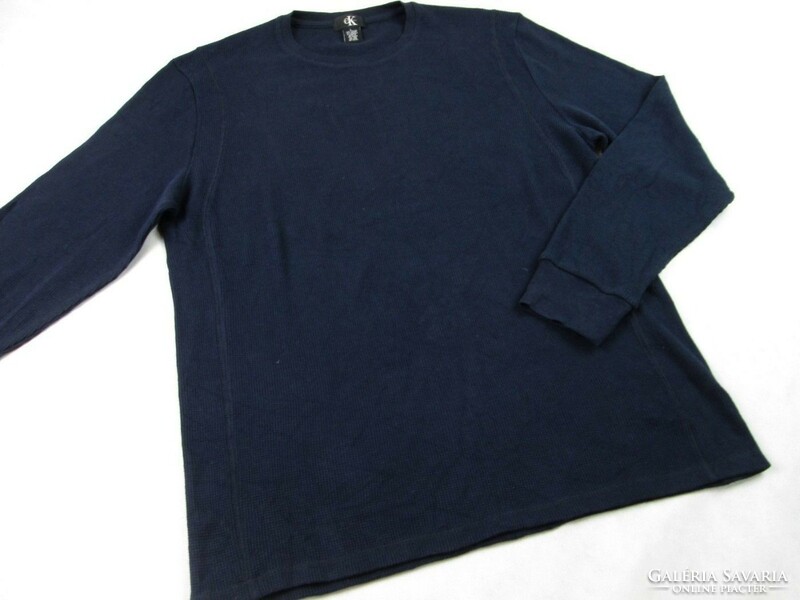 Original calvin klein (l / xl) elegant long sleeve night navy blue men's sweater