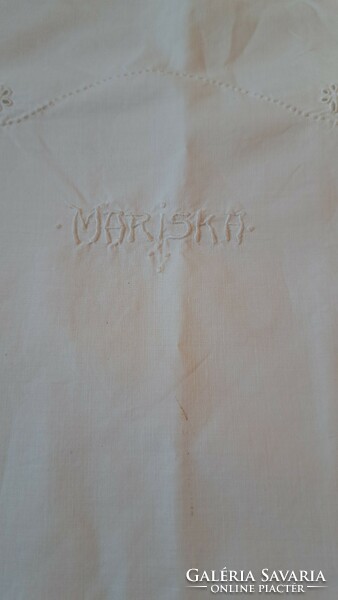 White, hand-embroidered large pillow cover from Mariska's quilt