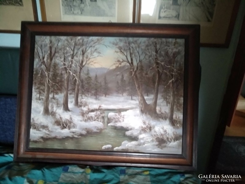 Gábris winter forest, oil painting, framed, negotiable