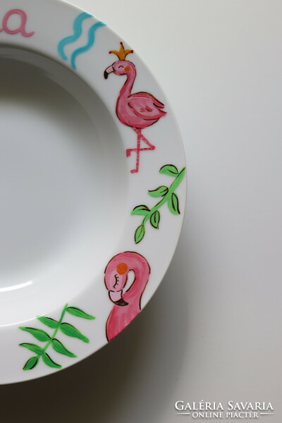 Festett tányér - Flamingó