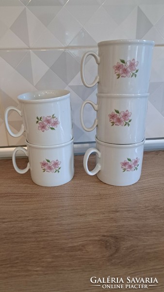Flower pattern Zsolnay faulty retro cocoa/tea cups, mugs