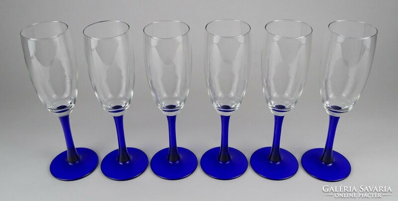 1N626 Hibátlan kék talpas pezsgős pohár készlet 6 darab