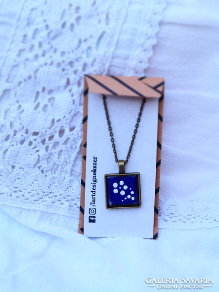 Blue dye fire enamel necklace