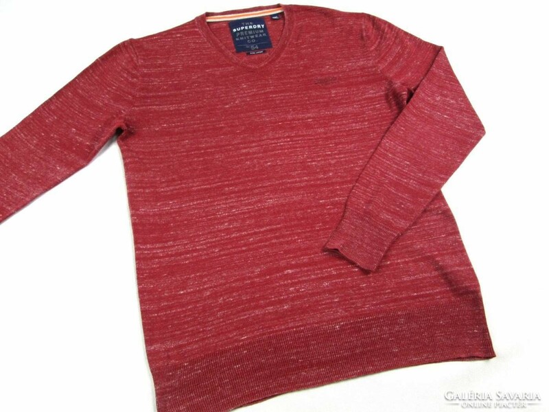 Original superdry (m / l) elegant long-sleeved burgundy men's sweater
