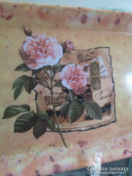 Rózsás tálca 33 x 14 cm, tartós vinyl műanyag