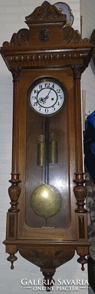 Antique, richly carved, completely complete, huge, heavy, gustav becker pewter wall clock