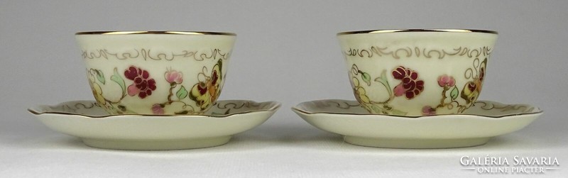 1N766 Zsolnay porcelain coffee cup with butter color butterfly for a couple of stock replacements