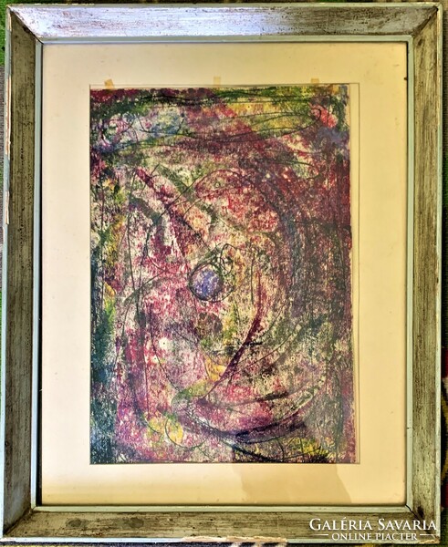 László Vinkler abstract oil painting, with signature