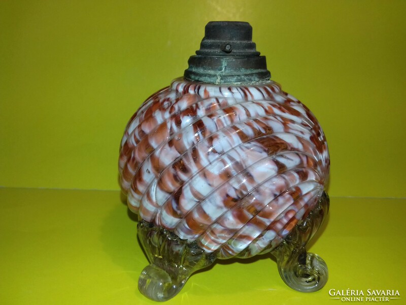 Antique glass oil lamp base is a collector's rarity