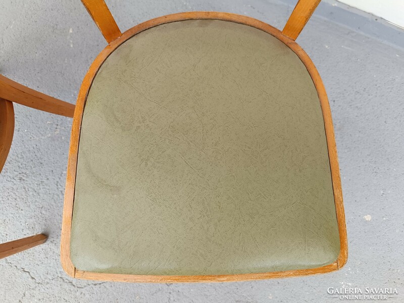 Retro chair furniture green artificial leather wooden chair with seat 2 pieces 705 7775