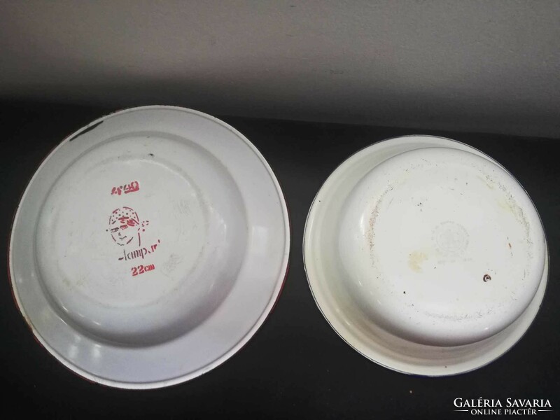 2 old marked enamel bowls