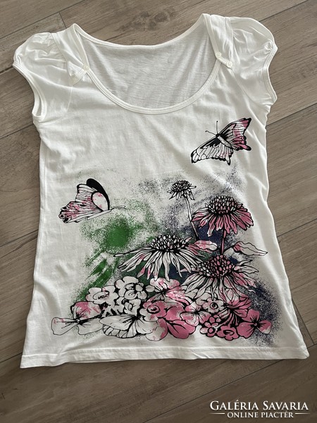 Butterfly, floral T-shirt on a white background