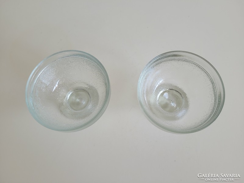 Retro régi 2 db fagyis desszertes üvegpohár régi cukrászdai fagylalt talpas pohár kehely