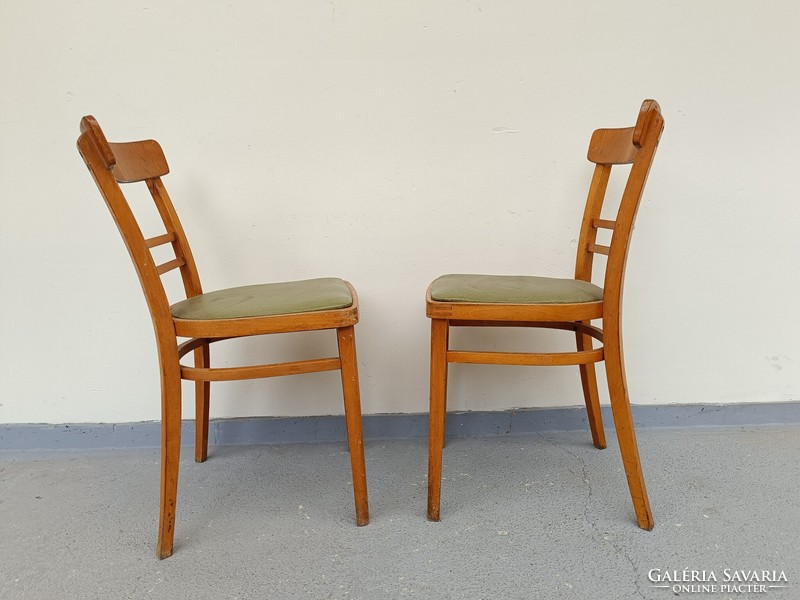 Retro szék bútor zöld műbőr ülőfelületes fa szék 2 darab 705 7775