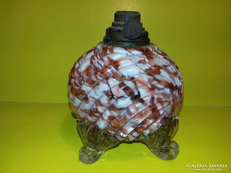 Antique glass oil lamp base is a collector's rarity