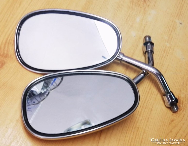 A pair of retro chrome mirrors for scooters, choppers, quads.