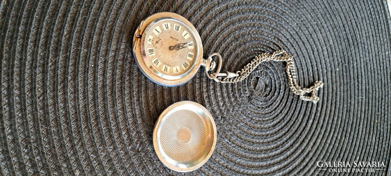 Antique old pocket watch, silver-plated vintage watch