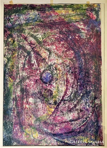 László Vinkler abstract oil painting, with signature