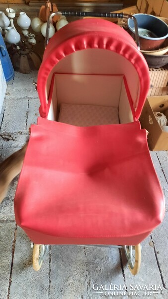 Retro red leatherette stroller