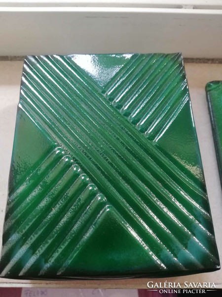 Zöld  malachit üveg bonbonier