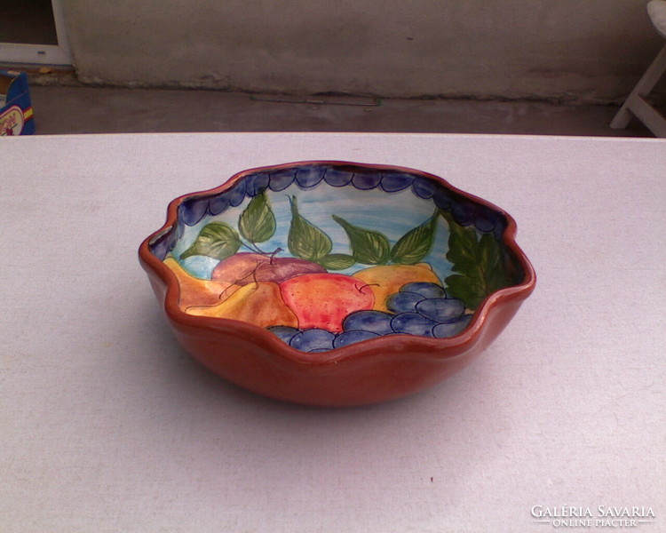 Fruit patterned ceramic serving bowl