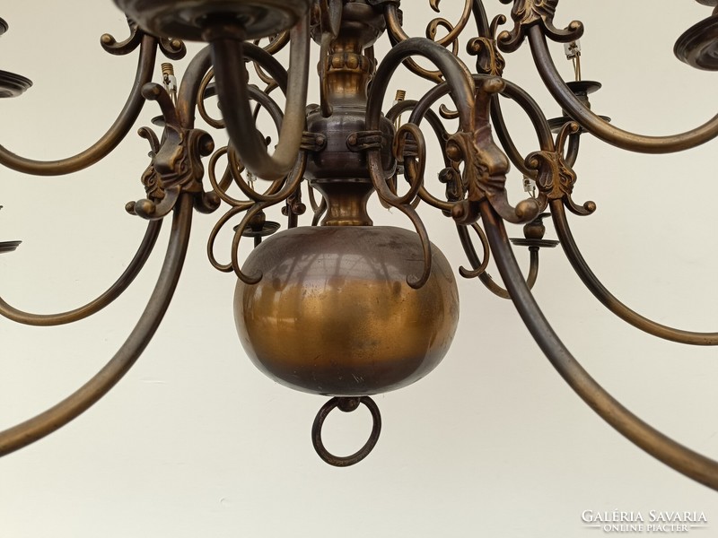 Antique 12 Arms Patina Heavy Two Tier Flemish Chandelier Double Headed Eagle Repair Refurbished 704 7780