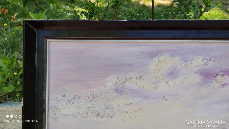 Véghseő skármá beach oil wood fiber painting