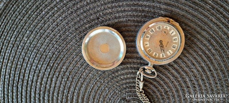 Antik régi zsebóra, ezüstözött vintage óra