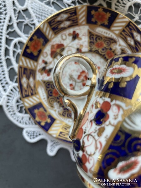 Antik imari mintás angol, dúsan aranyozott, kézzel festett pazar csésze szett