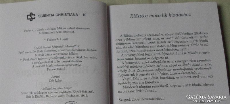 Wolf l. Gyula - miklós juhász - zsuzsanna just: the Bible through the eyes of a biologist (agapé, 2010)
