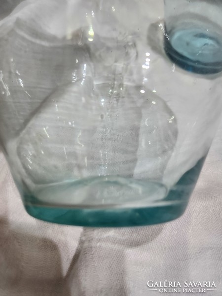 Antik Fújt Üvegek  Szakított Kék Tejes 2 db Egyben