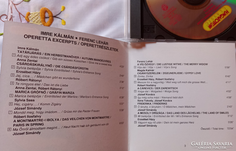 Imre Kálmán, Ferenc Lehár: operetta excerpts (cd)