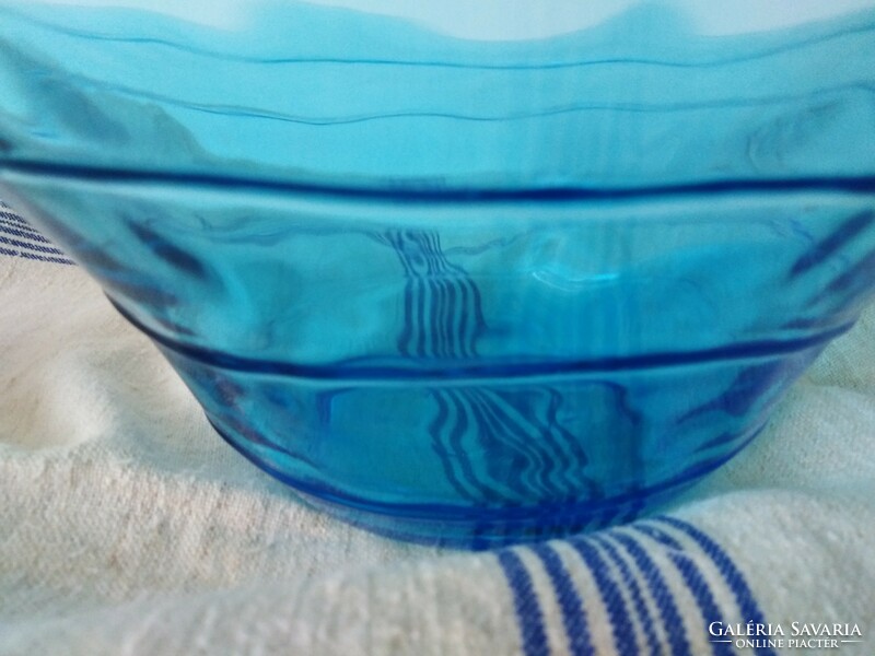 Glass bowl, table offering, decorative ornament - in sea blue