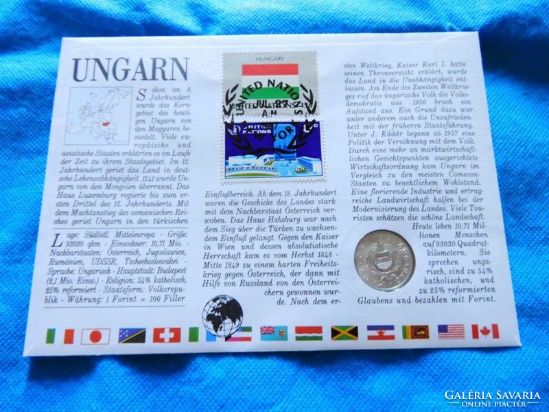 1987 Hungarian coin envelope with hortobágy colt 2 foot stamp rare!