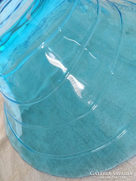 Glass bowl, table offering, decorative ornament - in sea blue