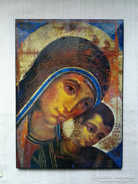 Ikon, Mária és a kisded Jézus....41x30 cm.
