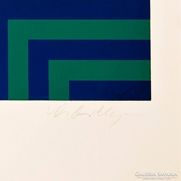 VIKTOR VASARELY"KIU SIU BLEU"1978-ban kiadott Szeriográfia'szitanyomat 120/150.db.keretben:71x61cm