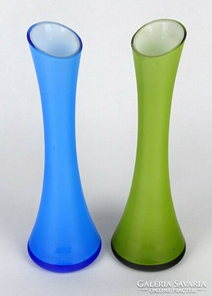 1N718 blown colored mid century art glass vase pair 20 cm