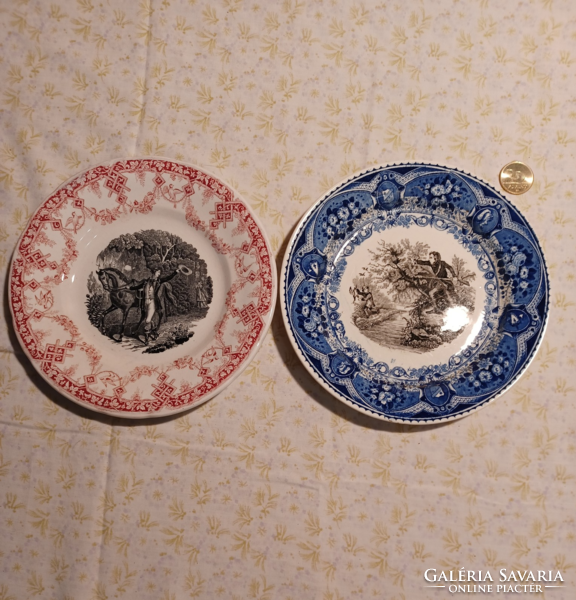 2 Pcs, German porcelain decorative plate with horse and hunting scene, pcs/price