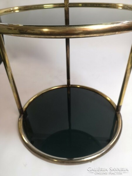 Mid century Italian morex glass and copper design shelf with smoked glass shelves - 50115