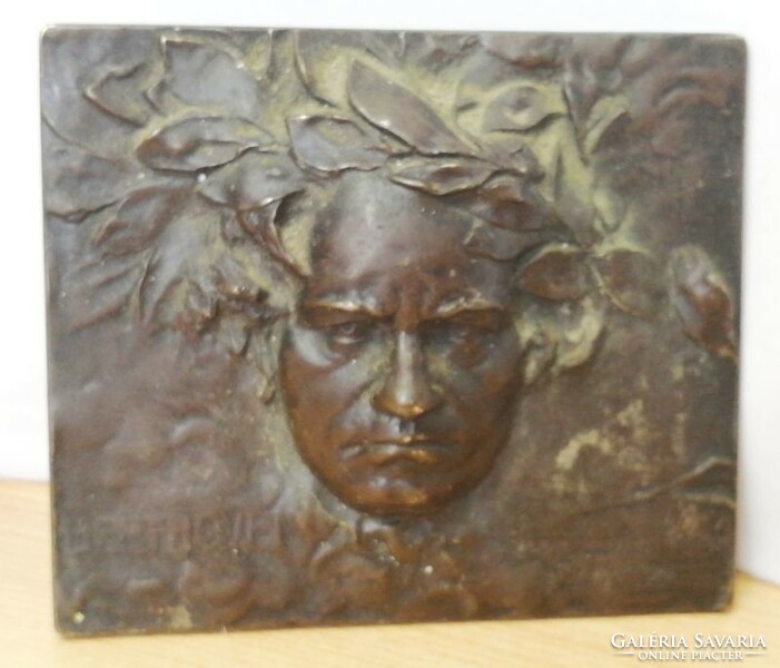 Beethoven, bútorra, vagy deszka lapra szerelhető relief plakett.