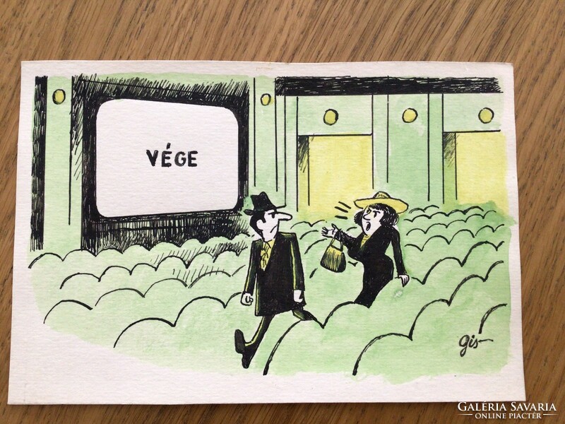 Szegő Gizi /GIS/ Ludas Matyiban megjelent eredeti karikatúrája 20x13, cm